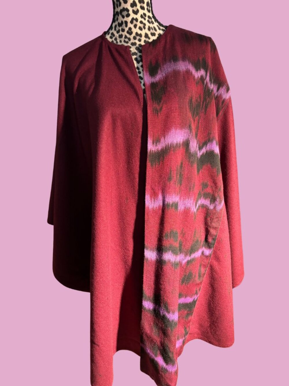 Gogo Folklore Olga Fisch Embroidered Green Wool Cape Poncho Wrap Unisex